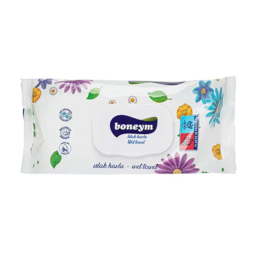 Влажные салфетки Boneym с клапаном Flowers, 120 шт.