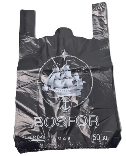 Пакет майка из полиэтилена BOSFOR 38x56 по 50 штук в пачке