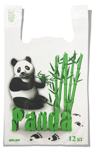 Пакет-майка из полиэтилена «Панда» 25x42 белый, салатовый 100 штук в пачке