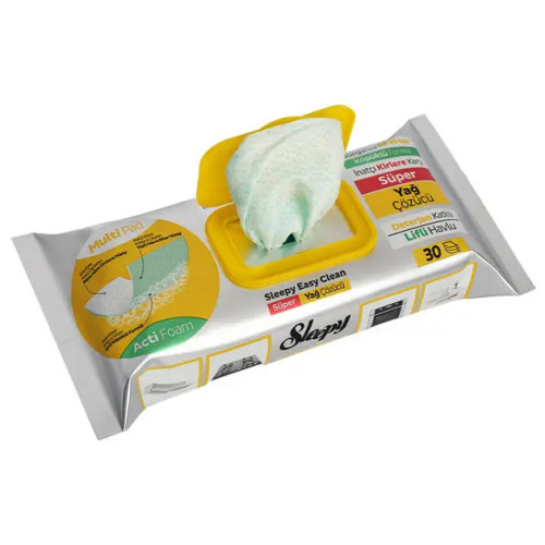 Влажные салфетки Sleepy Easy Clean с активной пеной против жира для кухни, 30 шт