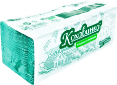 Бумажные полотенца V-сложения «Кохавинка» зеленые, 1 слой, 200 листов (20 упаковок/ящик)