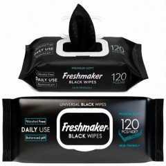 Универсальные влажные салфетки черного цвета Freshmaker Black 120 шт.