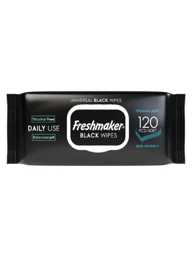 Универсальные влажные салфетки черного цвета Freshmaker Black 120 шт.