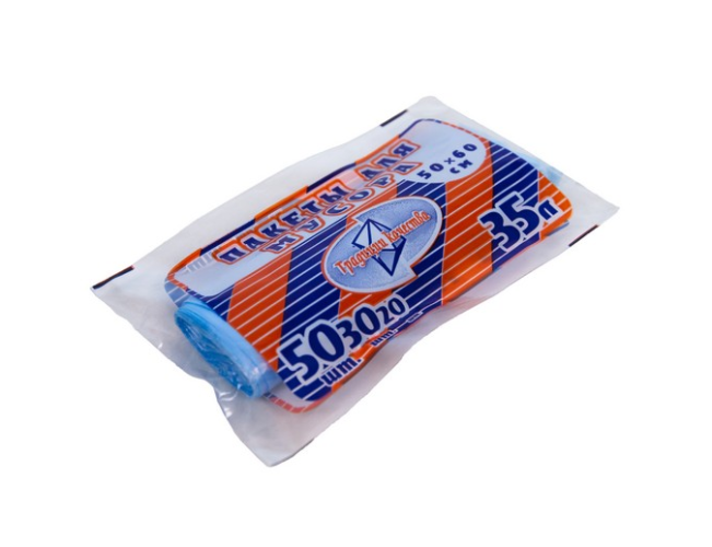 Сміттєві пакети "Традиції Якості" сині 35 літрів по 10 штук у рулоні