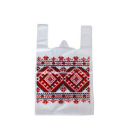 Пакет фасовочный пищевой из полиэтилена майка "Вышиванка" по 100 штук в пачке, размер 28x50