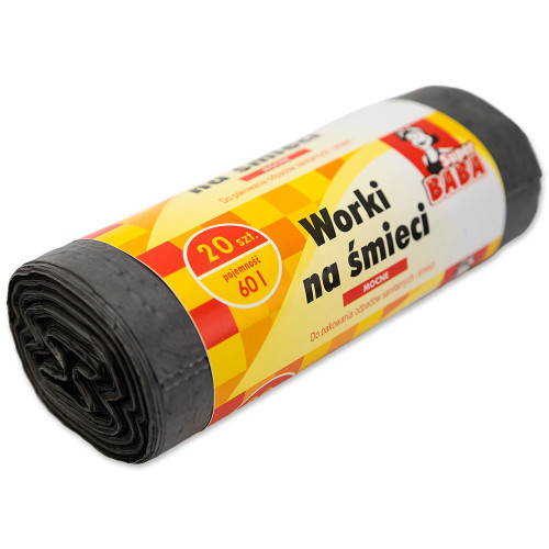 Мусорные пакеты "Super BABA" 60 литров по 20 штук в рулоне