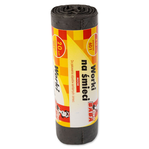 Мусорные пакеты "Super BABA" 60 литров по 20 штук в рулоне