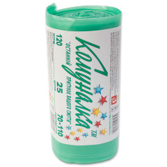 Мусорные пакеты "Комуналка" 120 литров по 25 штук в рулоне (ПЛОТНЫЕ)