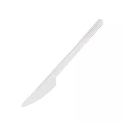Одноразовый пластиковый (прибор) - Нож белый Премиум 100 шт.