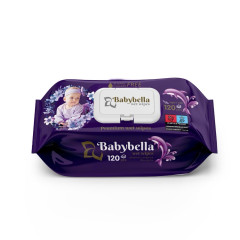 Влажные детские салфетки BABYBELLA с клапаном 120 шт/уп.