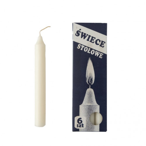 Парафиновая столовая свеча "Swiece Stolowe", 16-18 см высотой и 18 мм диаметром, 25 шт/ящик