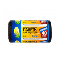 Мусорные пакеты "Традиции качества" 60 литров по 40 штук в рулоне